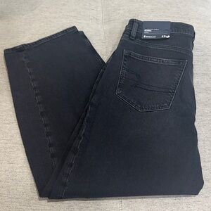 American Eagle Barrel Mid-Rise Black Blaze Stretch Denim Jeans Size 8